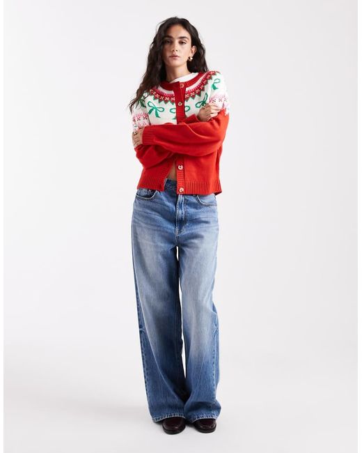 ASOS Red Bow Detail Yoke Cardigan