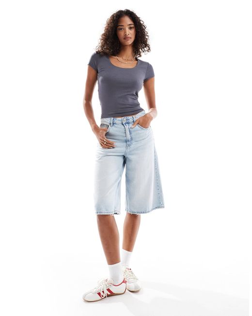 Cotton on - byron - top à manches courtes et encolure carrée - charbon brûlé Cotton On en coloris Blue