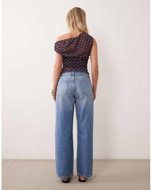 ASOS Blue Asos Design Circular Design Collection Petite Wide Leg Dad Jeans
