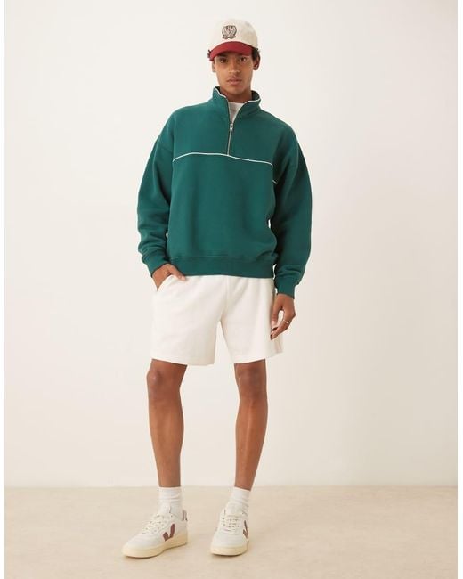 Abercrombie & Fitch Green Half Zip Contrast Seam Sweat Top for men