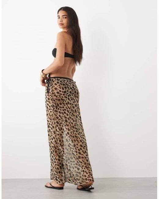 Miss Selfridge Natural Beach Chiffon Bias Cut Maxi Skirt