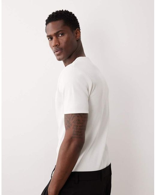 ASOS White Super Heavyweight Muscle Fit T-Shirt With Text Embroidery for men
