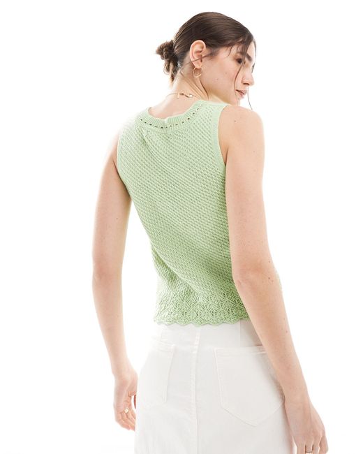 Vero Moda Green – gehäkeltes camisole-trägertop