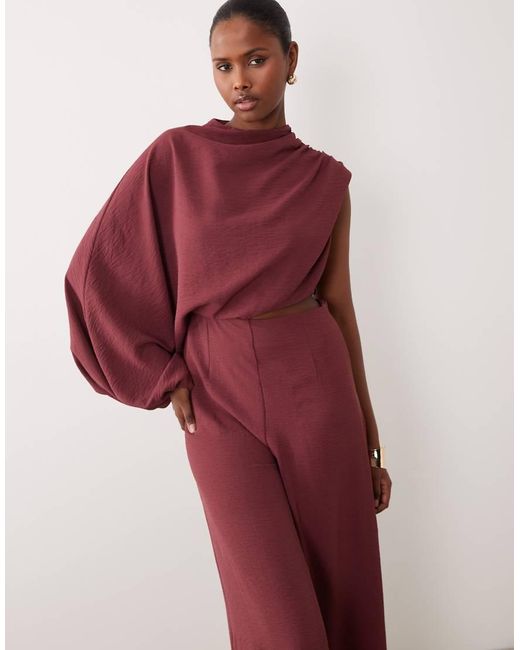 ASOS Purple One Shoulder Blouson Sleeve Cut Out Jumpsuit