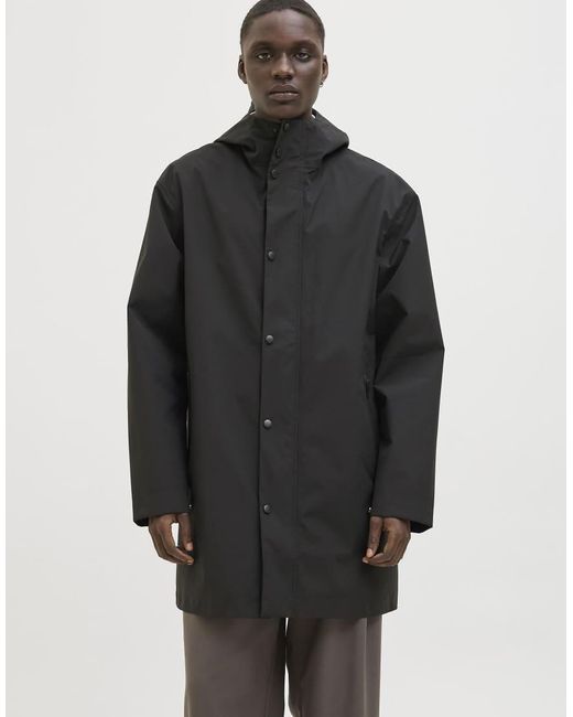 Jack & Jones Black Long Raincoat for men