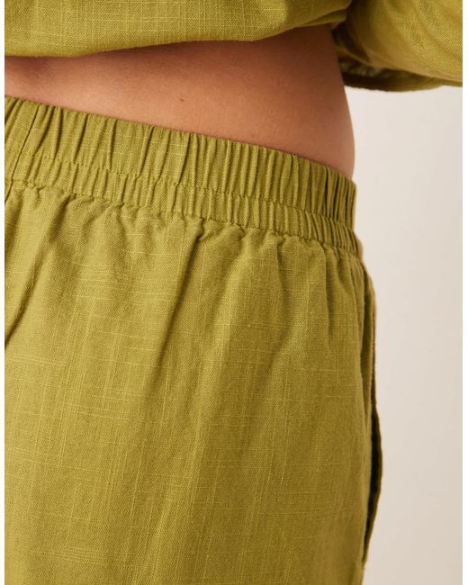 ASOS Yellow Linen Look Pull On Short Co-ord