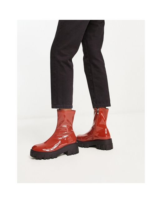 Raid Red Tackle Lug Sole Ankle Boots