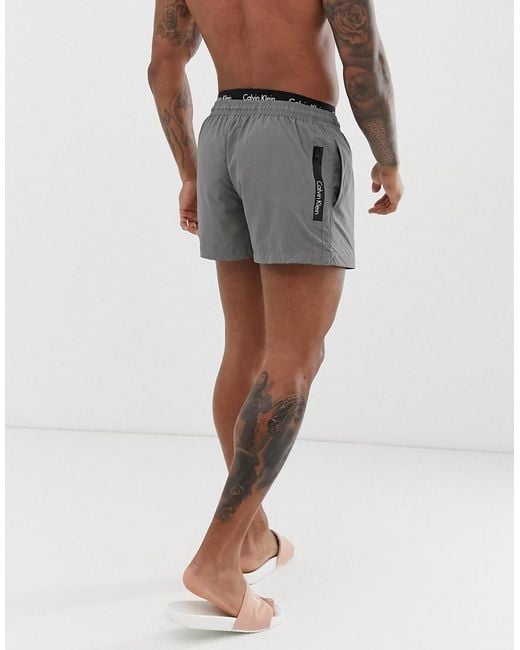 Calvin Klein Short Double Waistband Swim Shorts in Grey for Men