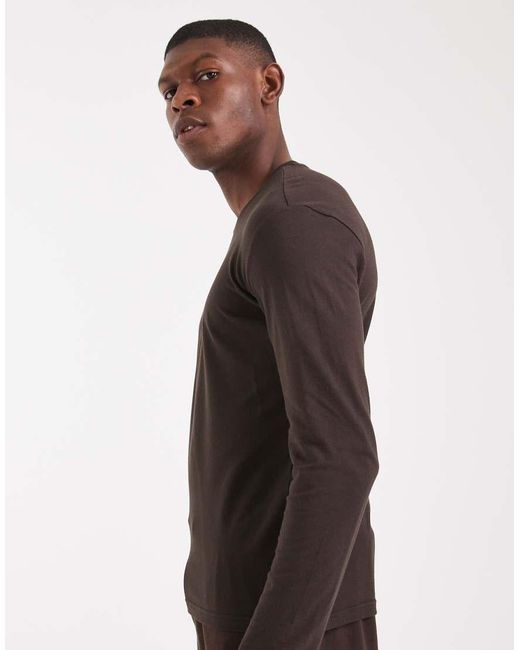 Emporio Armani Brown Long Sleeve Lounge T-Shirt for men