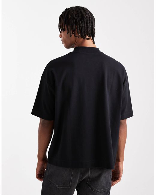 ASOS – premium – kastiges oversize-t-shirt aus interlock in Black für Herren
