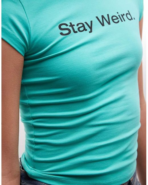 Collusion Blue Stay Weird Slogan Baby Tee