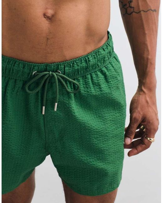 ASOS Green Seersucker Swim Shorts for men