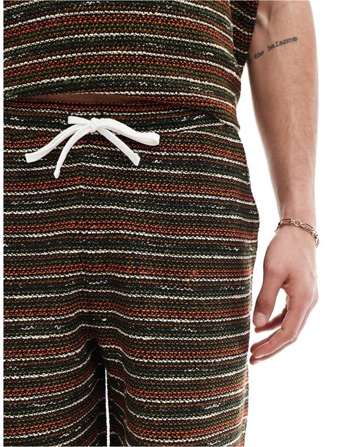 ASOS Brown Oversized Textured Stripe Shorts for men