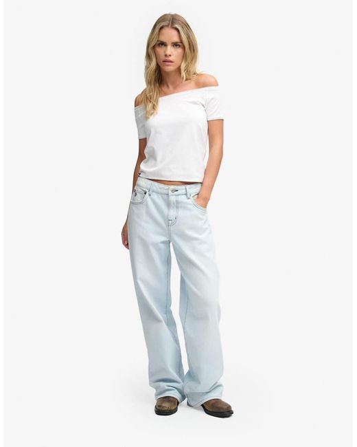 Superdry White Bardot Short Sleeve Off Shoulder Top