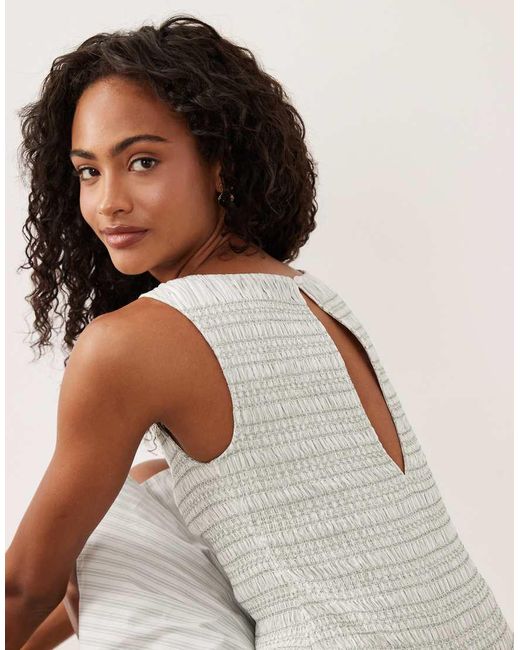 Abercrombie & Fitch White Slash Neck Smocked Skort Mini Dress