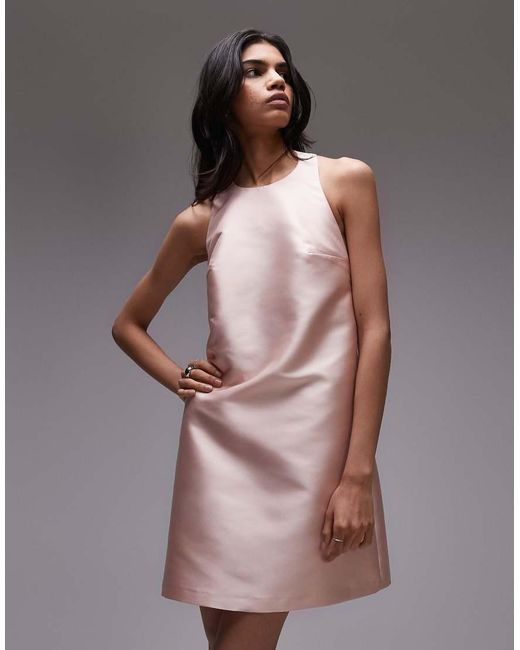 TOPSHOP Brown Halter Neck Mini Dress