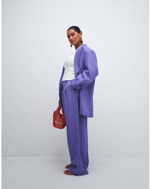 ASOS Blue Curve Tailored baggy Tapered Trouser