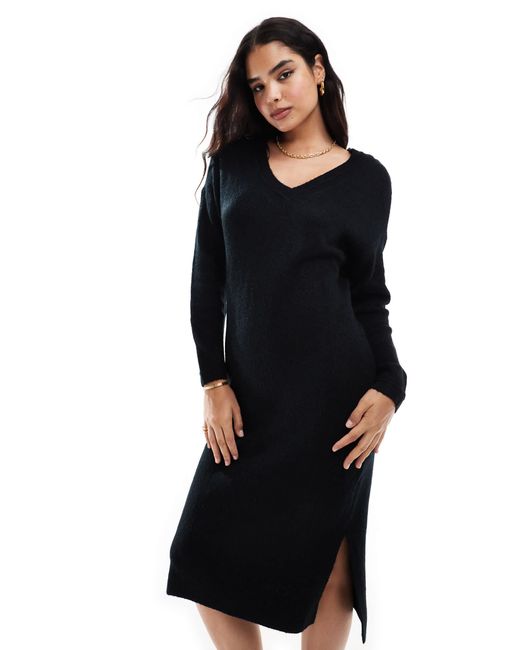Vila Black – gestricktes pullover-midikleid