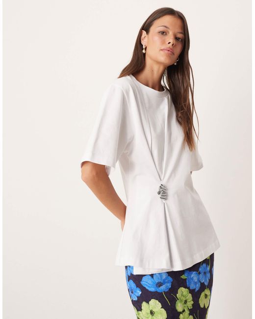 ASOS White Oversized T-shirt With Cinched Hardware Detail