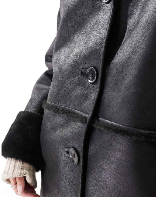 Pretty Lavish Black Oversized Aviator Coat