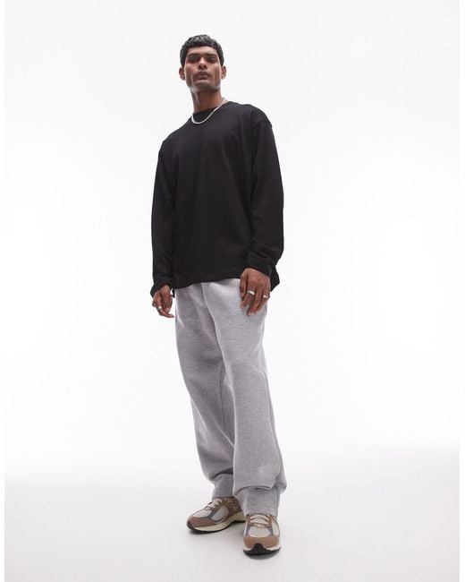Topman Black Relaxed Long Sleeve Skater T-shirt With Seam Details for men