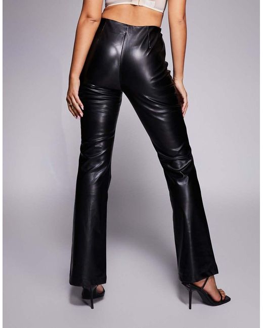 Brave Soul Blue Faux Leather Flared Trousers