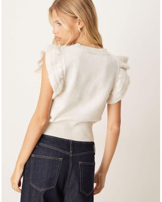 Vila Natural Frill Detail Knitted Vest