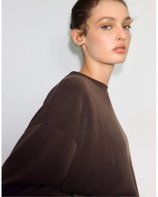 Stradivarius Black Basic Soft-touch Sweatshirt