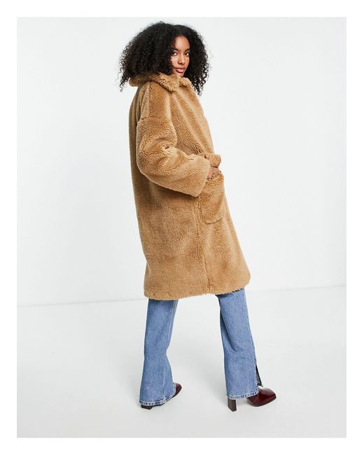 brown long borg coat