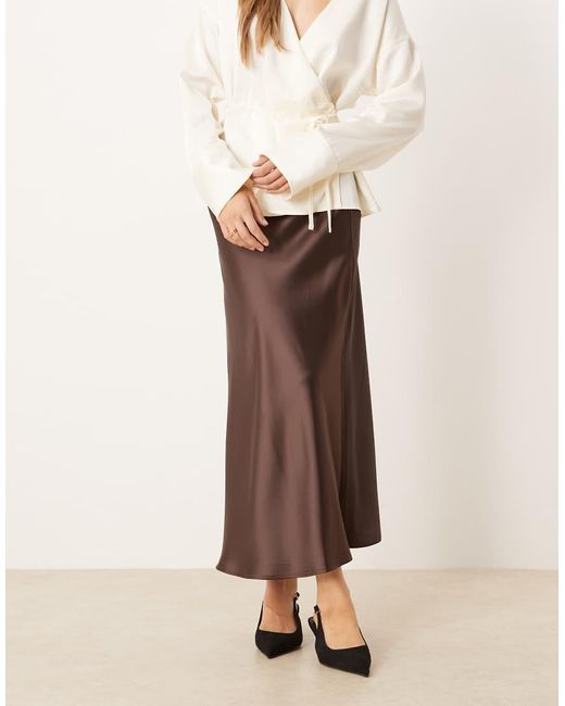 Gina Tricot Natural Midi Satin Skirt
