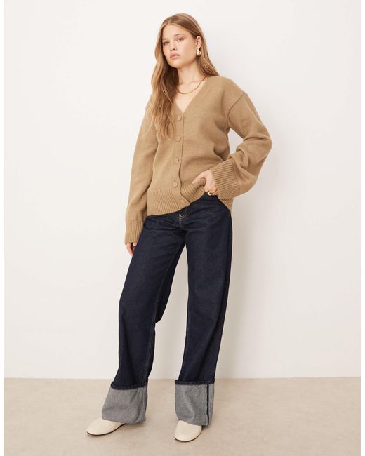 ASOS Natural Knitted Oversized Cardigan