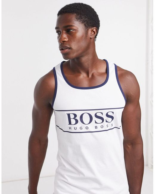 BOSS by Hugo Boss White Logo Vest Top for men