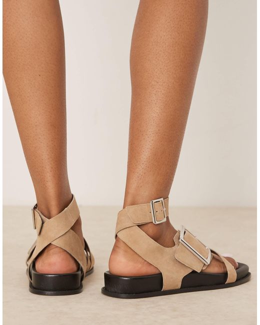 ASOS Natural Flawless Suede Toe Loop Footbed Sandals