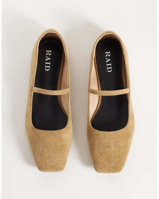 Raid Natural Aylani Faux Suede Square Toe Ballet Flats
