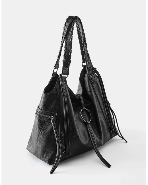Cabas avec anneau Pull&Bear en coloris Black