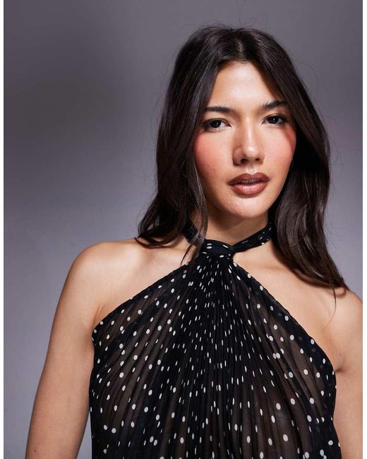 ASOS Blue Pleated Chiffon Halter Top