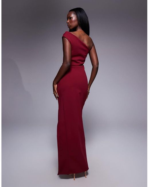 ASOS Purple Bonded One Shoulder Maxi Dress With Curve Neckline