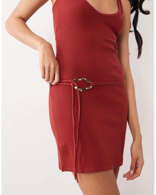 ASOS Red Trim Halter Mini Dress