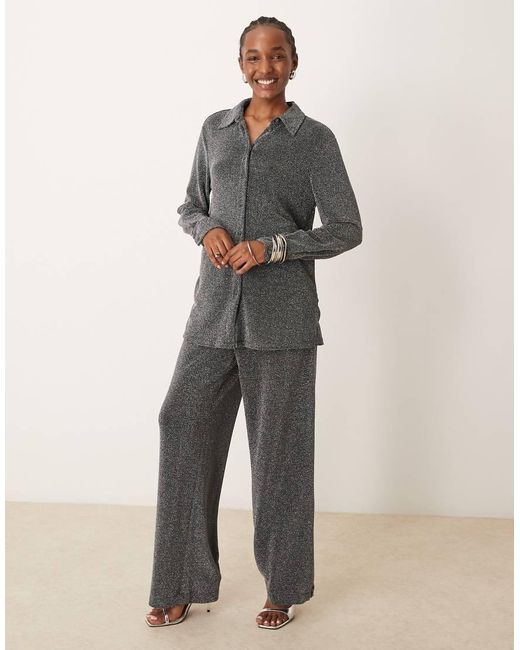 Y.A.S Gray Long Sleeve Shirt Co-ord