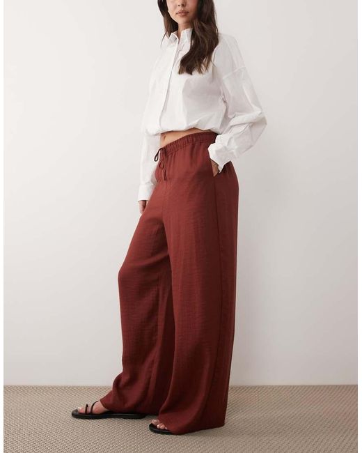 Mango Red Tie Waist Flowy Trouser