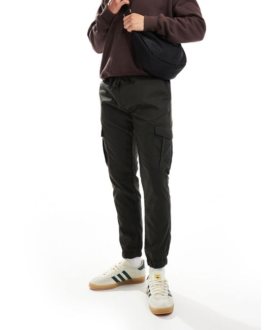 French Connection Black French Connection Utility Tech Cargo Trousers for men