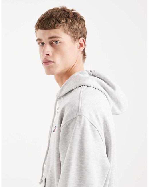 Tommy Hilfiger White 90s Badge Zip Through Hoodie for men