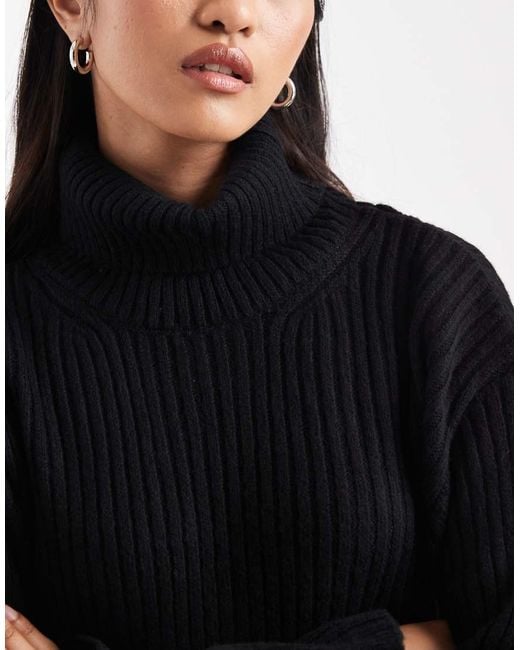 ASOS Black Knitted Funnel Neck Jumper