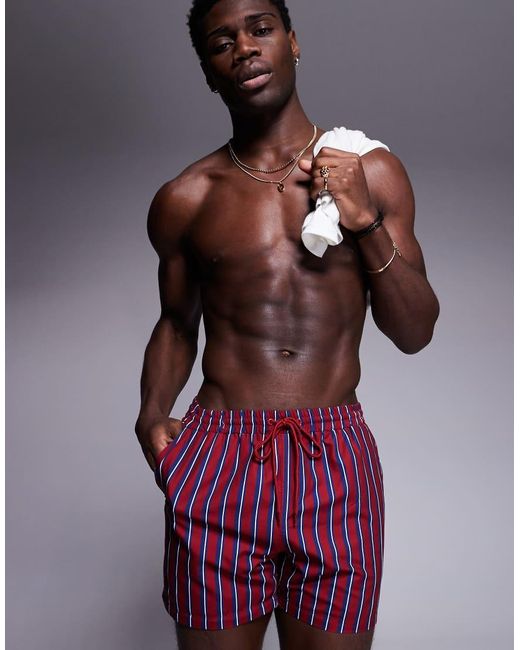 South Beach Purple Stripe Swim Short for men