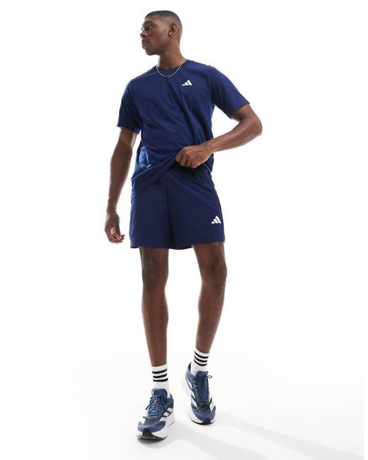 Adidas Originals Blue Adidas Training Essential 5 Inch Woven Shorts for men