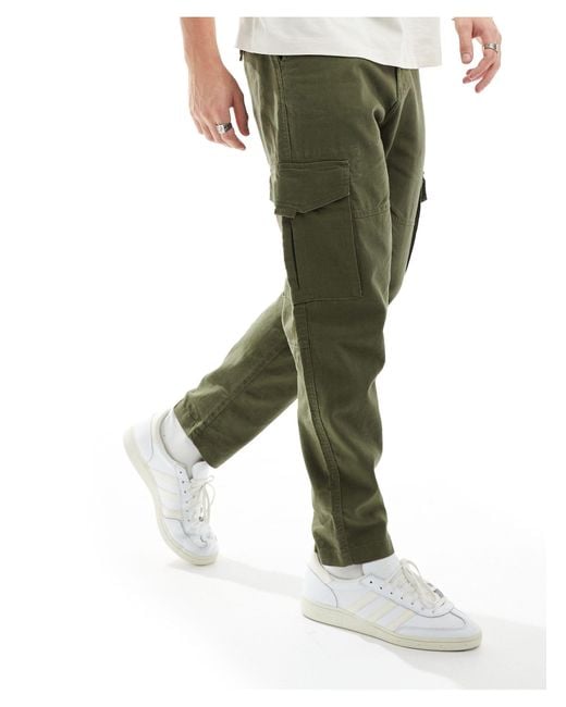 Only & Sons Green Linen Mix Tapered Cargo Trouser for men
