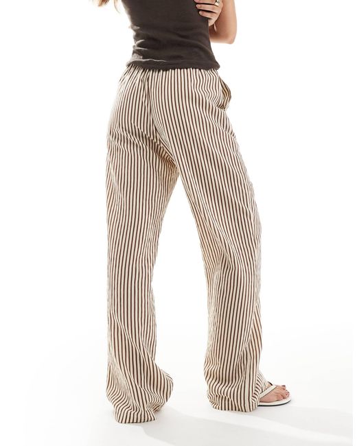 Pantalon large à rayures New Look en coloris Natural