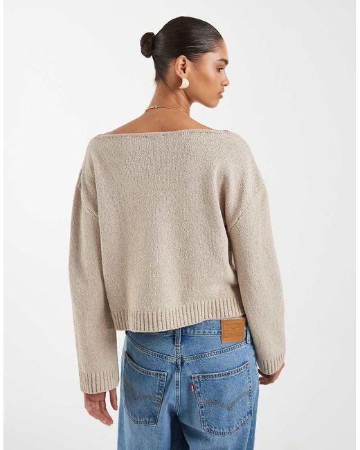 ASOS Blue Knitted Boucle One Shoulder Jumper