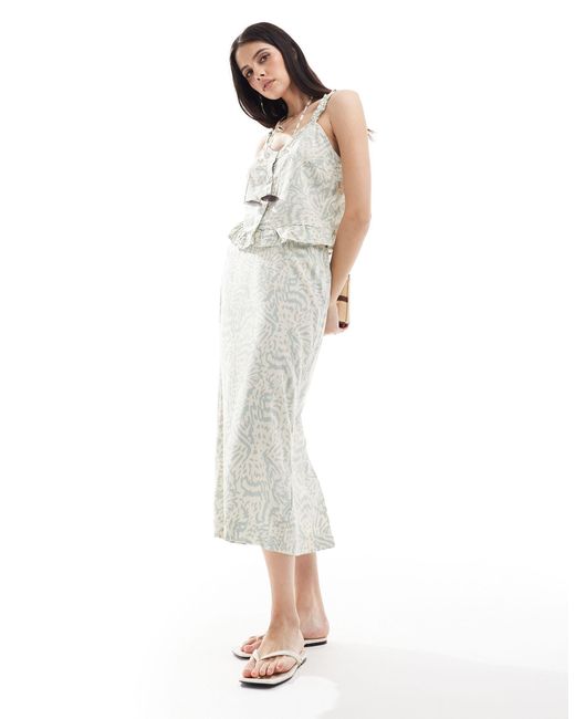 Falda midi con estampado abstracto Vero Moda de color White