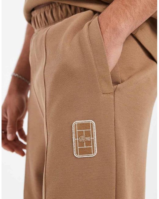 Lacoste Brown Loose Fit Drawstring Logo Trackies for men